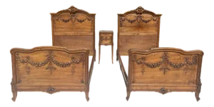 Louis XVI Transition Walnut Beds, Set of 2