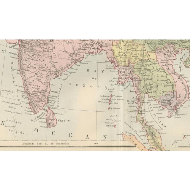 Antique Map of Asia with Political Divisions Blacks Atlas, 1884 For Sale - Image 6 of 9