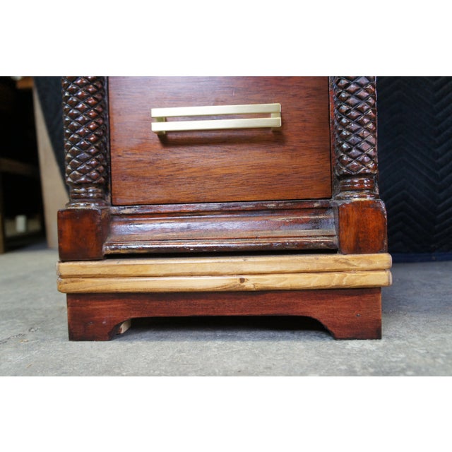 Early 20th Century Antique American Empire Art Deco Flame Mahogany Pine Library Writing Desk 49" For Sale - Image 9 of 10