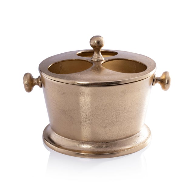 Modern Serrano 3-Bottle Metal Wine Holder, Gold For Sale - Image 3 of 3