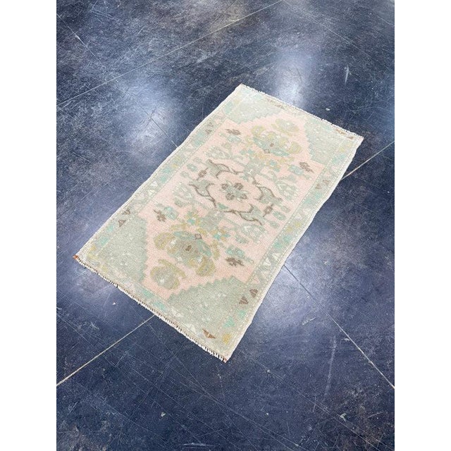 Textile Turkish Mini Rug Oriental Hand Knotted Vintage Rug 1'9" x 2'11" #17947 For Sale - Image 7 of 8