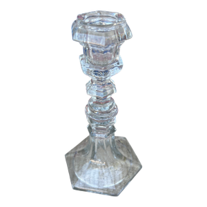 A Nice Antique American Pressed Flint Glass Candlestick, Circa 1850's