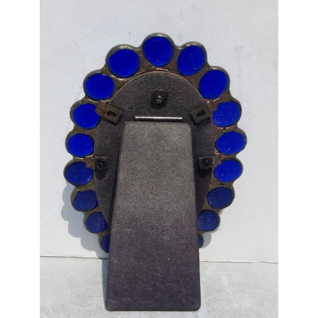 Art Deco Oval Photo Frame With Blue Glass Border. For Sale - Image 3 of 4