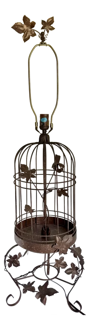 Metal Tole Figurative Birdcage Table Lamp