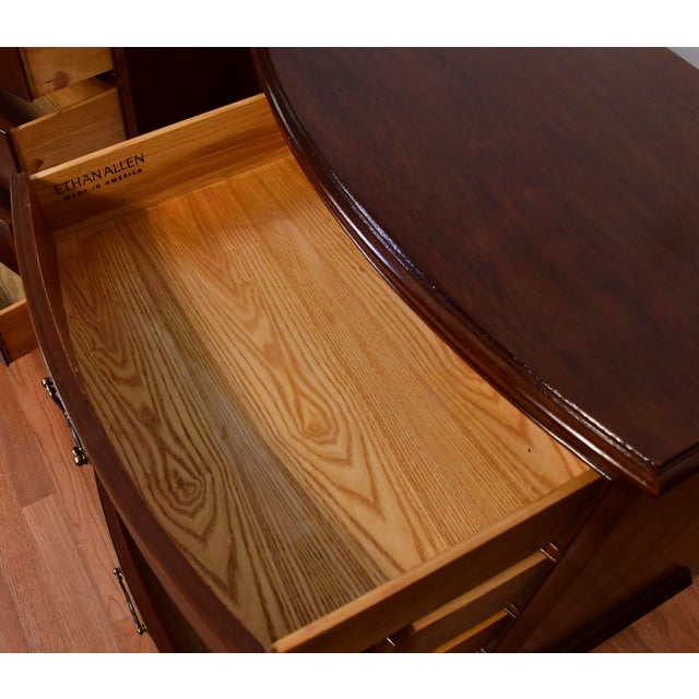 Wood 1940s Vintage Ethan Allen Regency Style Mahogany Pair of Nightstands For Sale - Image 7 of 13