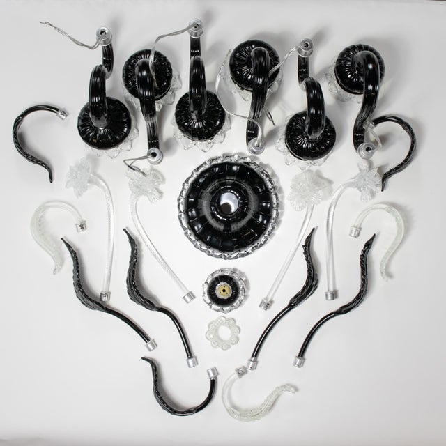 Ca’ Rezzonico’ Style Black & Clear Murano Glass Chandelier in the Manner of Giuseppe Briati For Sale - Image 17 of 18
