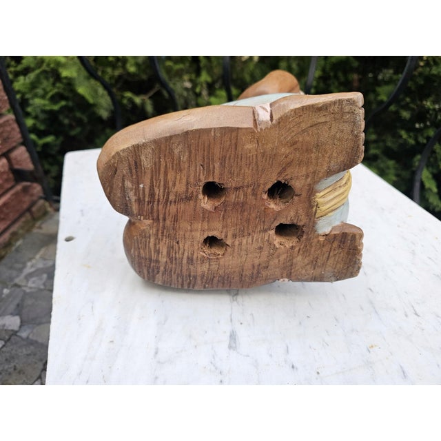 Buddha Figurine in Wood, 1950s For Sale - Image 6 of 8