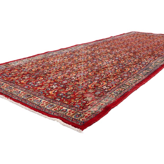79565 Antique Persian Khorassan Rug, 04'02 x 12'00. The Crimson Garden: An Antique Persian Khorassan Masterpiece of...