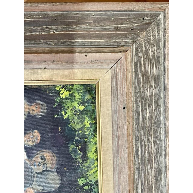 ALBERT PELS Mid Century Modern Oil Painting On Canvas WORMY CHESTNUT FRAME For Sale - Image 10 of 13