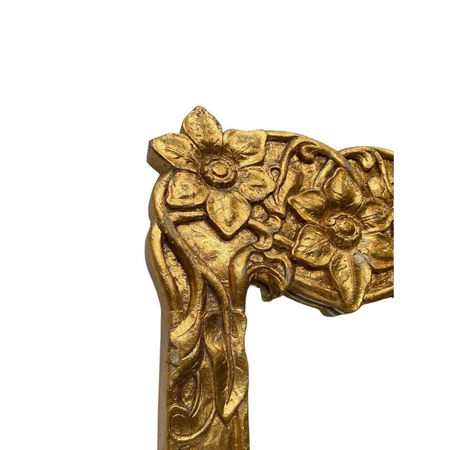 Gold Large Art Nouveau Style Mirror in Gilded Wood, 1960s For Sale - Image 8 of 11