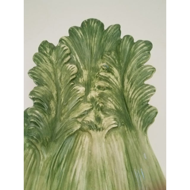 Vintage hand painted porcelain celery shaped serving plate or vegetable platter. Looks authentic! What a fun, cheerful way...