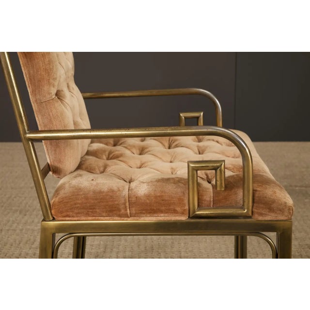 Greek Key Brass & Velvet Dining Chairs by Mastercraft, C. 1970 Italy, Set of 6 For Sale - Image 13 of 18