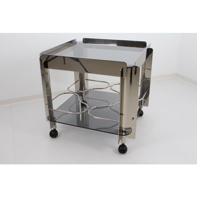 Chrome and Glass Serving Trolley, 1970s For Sale - Image 14 of 15