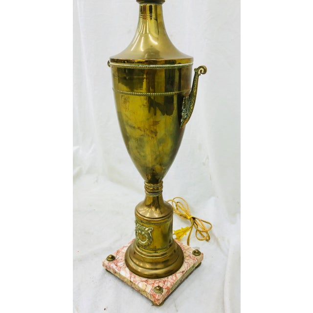 Metal Vintage French Urn Lamp on Marble Base For Sale - Image 7 of 10