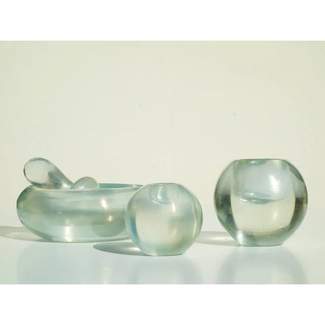 Italian Murano Iridescent Glass Smoking Set by Gianni Seguso, 1930s, Set of 3 For Sale - Image 4 of 6