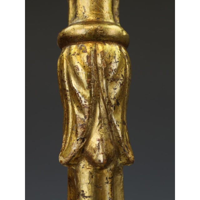 18th-Century Neoclassical Italian Giltwood and Polychrome Candlestick, 1800 For Sale - Image 13 of 18