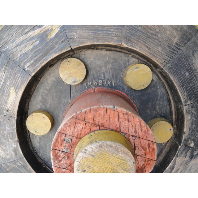 1940s Vintage Industrial Gear Mold – Patinated Wood Sculpture From Portland Cement Factory For Sale - Image 5 of 11