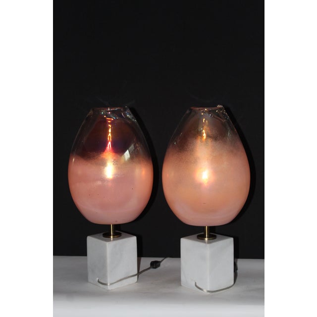Mid 20th Century Pair of Barovier -Toso Influence Lamps For Sale In Miami - Image 6 of 11