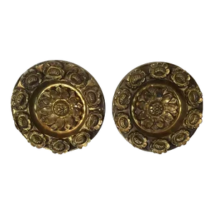 19th Century American Federal Gilt Spun Brass Drapery Tie Backs - a Pair