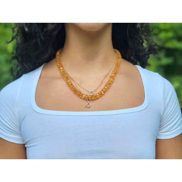 Contemporary Brazilian Faceted Citrine Beaded Necklace, 19.5 Inches Long For Sale - Image 3 of 8