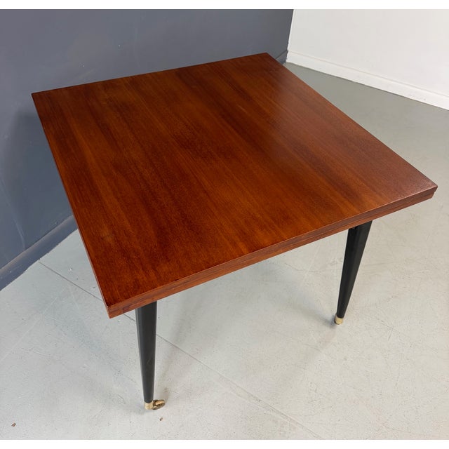 1950s Edward Wormley for Dunbar Flip-Top Expandable Table and Brass Castors For Sale - Image 12 of 12