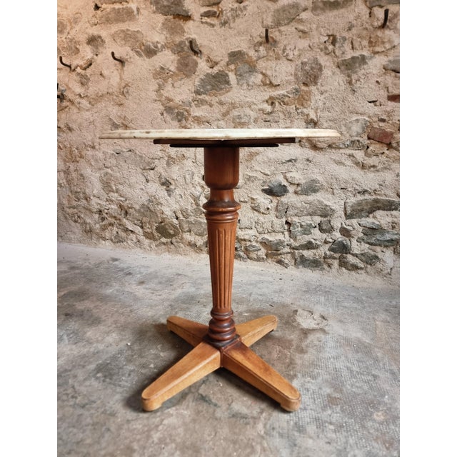 Vintage French Marble Bistro Table in Walnut, 1930s For Sale - Image 17 of 18