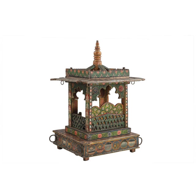 Antique Indian Painted Hanging Mandir or Home Temple For Sale - Image 4 of 4