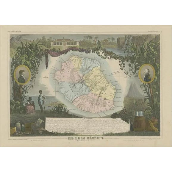 Antique Map of Bourbon For Sale