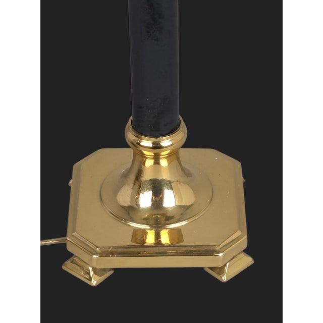 Late 20th Century Vintage Chapman Brass Bouillotte Table Lamp With Black Tole Shade For Sale - Image 5 of 13
