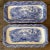 Antique pair of Brown-Westhead, Moore & Co. blue and white earthenware pottery platters. Yes, they are blue and white....