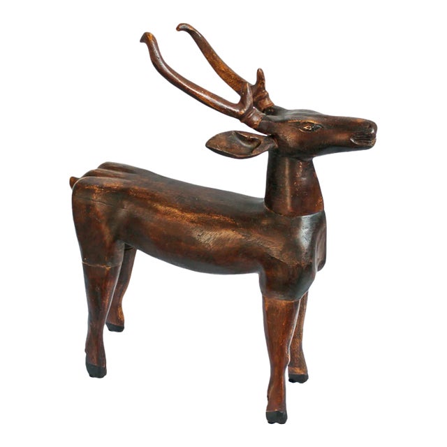 Mid 20th Century Javanese Wood Deer For Sale
