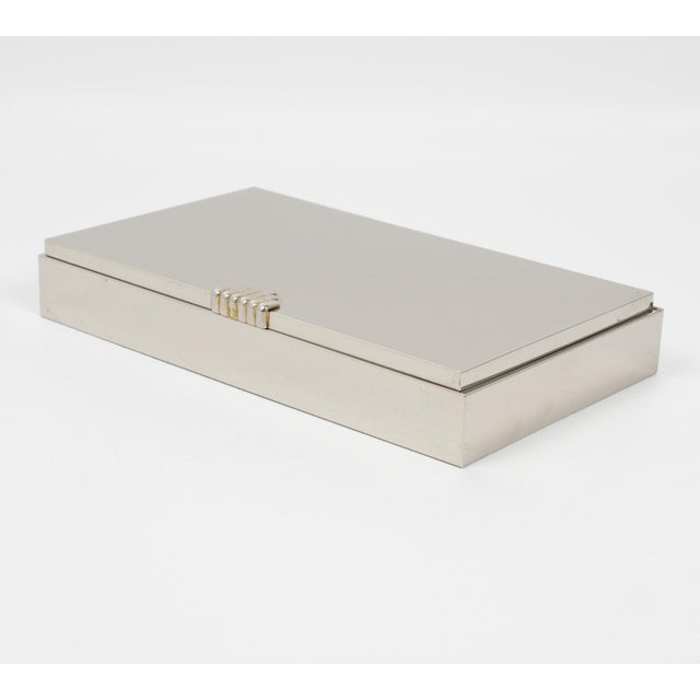 Maison Lancel Paris Chrome Decorative Lidded Box For Sale - Image 9 of 9