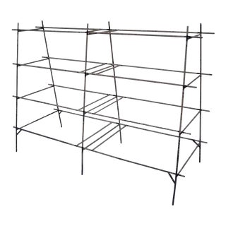 Vintage Industrial Modern Iron Rebar Rusty Yellow Shelf Display Bookcase Rack For Sale