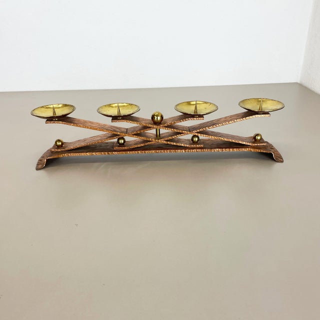 Brutalist Copper and Brass Candleholder in the style of Hagenauer, Austria, 1950s For Sale - Image 3 of 18