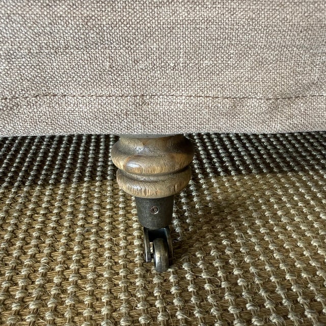 Wood Marion Linen Slipcovered Sofa – Fawn Belgian Linen For Sale - Image 7 of 10