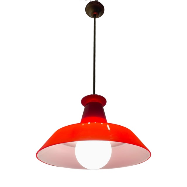 Red Murano Glass Pendant Lamp, 1950s For Sale