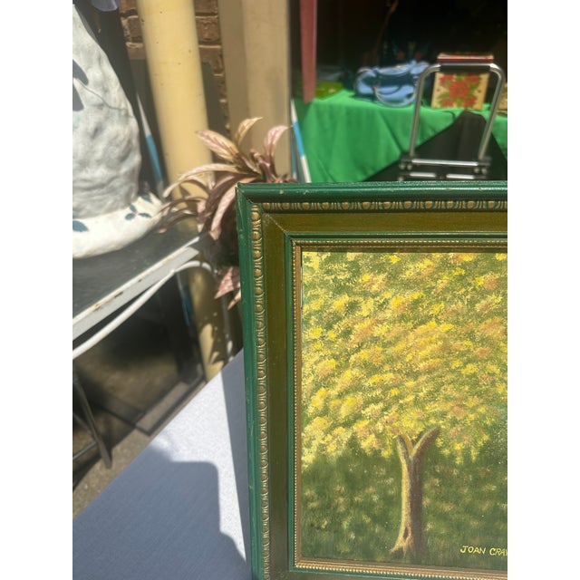 Mid-Century Modern 1970s Framed Foliage and Path Landscape Painting, Signed by the Artist For Sale - Image 3 of 9