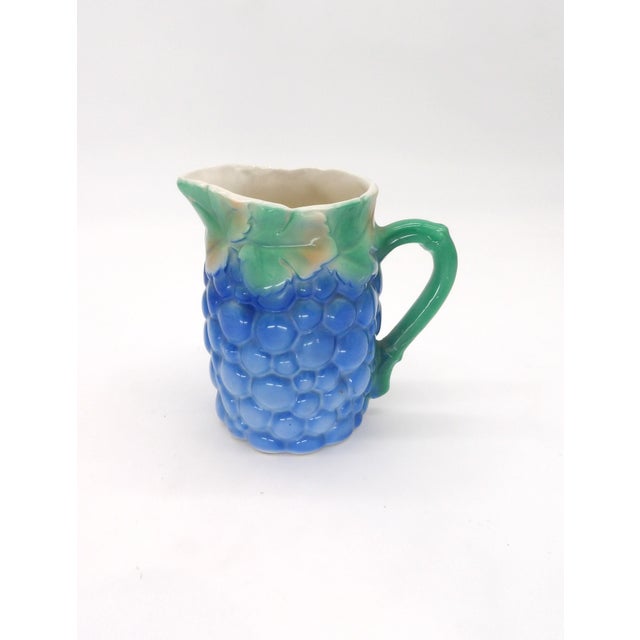 Antique Majolica Grape Pottery Pitcher With Vines From Czecho Slovakia For Sale - Image 4 of 6