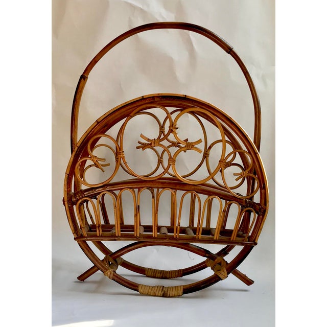 Vintage Bent Rattan Magazine Rack | Chairish