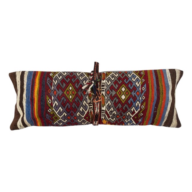 12"x35" Hand-Woven Kilim Cushion Cover. Vintage Pillowcase. Lumbar Pillow Cover For Sale