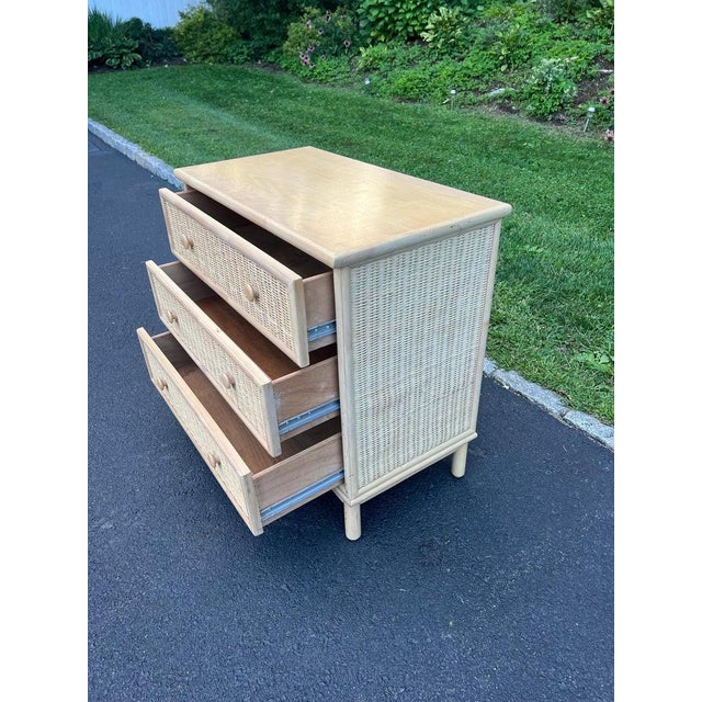 Petite Three Drawer Chest, Wicker and Wood, Bohemian Style, 1980s For Sale - Image 11 of 18