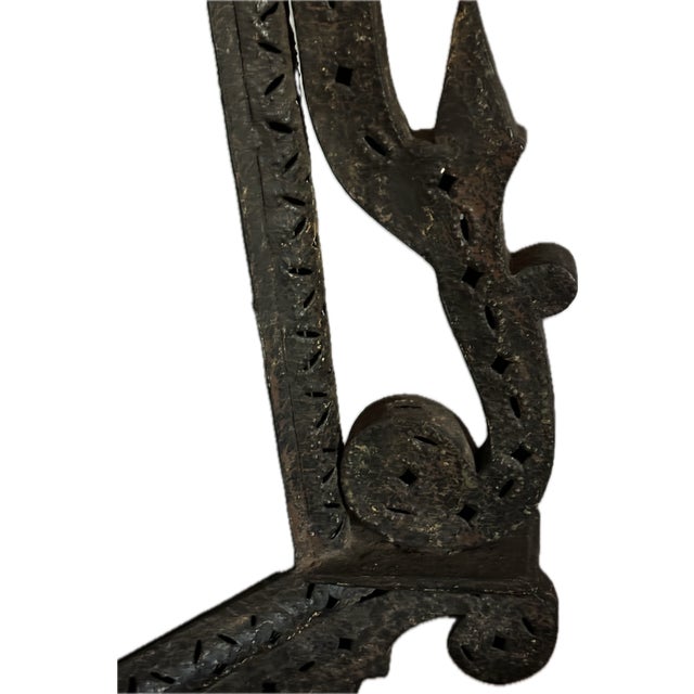 Metal Antique Gothic Medieval Spanish Revival Pierced Metal Electric Lantern For Sale - Image 7 of 9