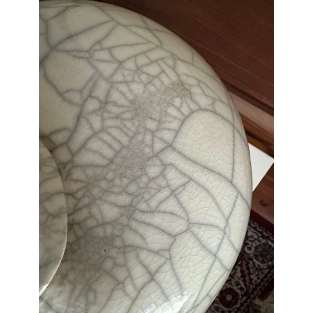 Large Signed Kerry Gonzalez Raku Pottery Vase With Crackle & Smoke Glaze, 22" For Sale - Image 9 of 12