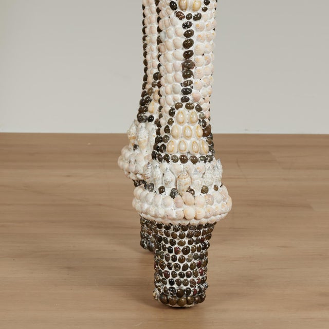 Vintage Marble Top Seashell Encrusted Console Table For Sale - Image 14 of 14