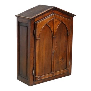 19th Century French Gothic Revival Religious Wall Altar Cabinet For Sale