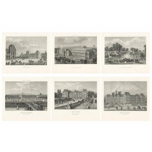 Antique Paris Views Set of 6, Chamouin Engravings – Louvre, Concorde : A refined and highly decorative set of six original...