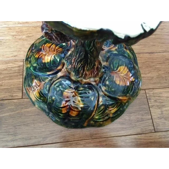 Brown Antique Majolica Compote Centerpiece W Bird For Sale - Image 8 of 10