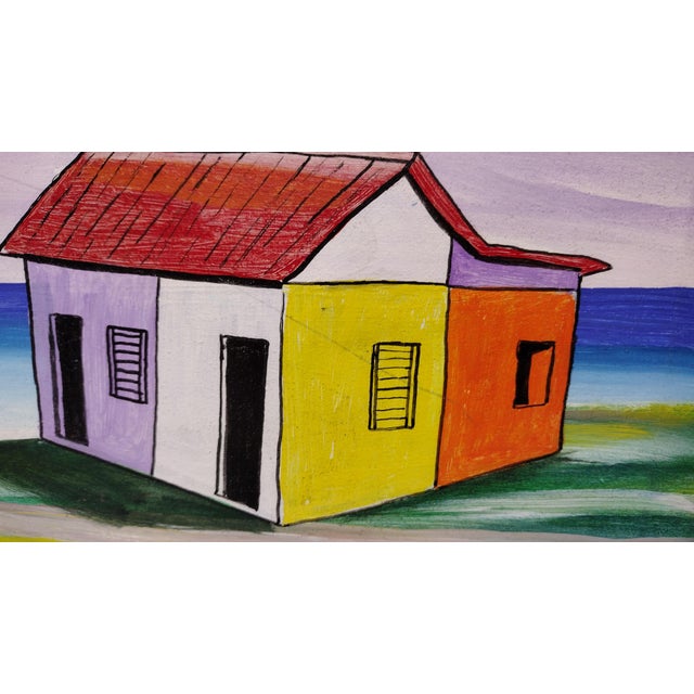 Blue Headley Thompson Jamaica West Indies 2005 Ocean Scene With Hut For Sale - Image 8 of 9