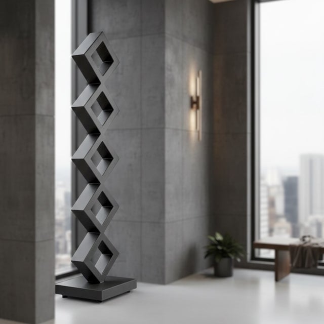 Contemporary 67" Tall Large Contemporary Architectural Metal Floor Sculpture For Sale - Image 3 of 8