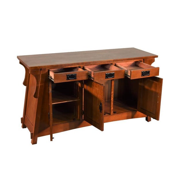 Mission Oak Crofter Console Cabinet - 55" - Walnut Stain For Sale In Chicago - Image 6 of 14